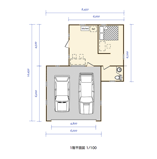 sleep out 平面図 図面 プラン8.45×10.45