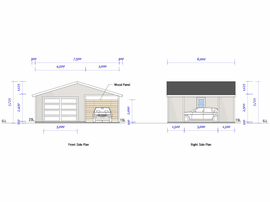 ガレージ 倉庫 車庫はイープラン 2台用プラン3 ガレージ 倉庫 車庫はイープラン 2台用プラン3