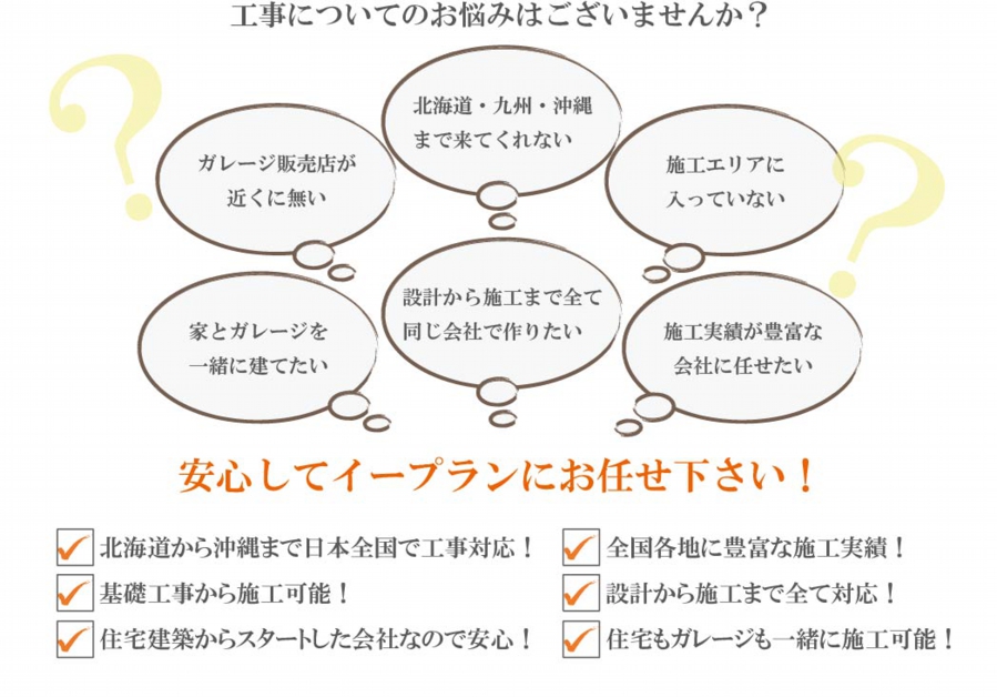イープラン 日本全国工事対応 基礎から組み立てまで全て対応
