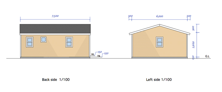 sleep out 平面図 図面 プラン7.5×6.0
